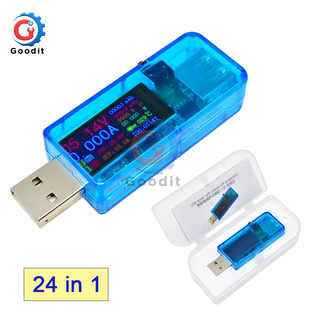 24 В 1 ips цветной ЖК-экран USB тестер 0,96 дюймов Напряжение Ток емкость энергии эквивалентное сопротивление Многофункциональный тестер