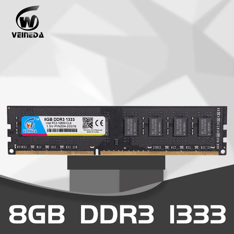 VEINEDA оперативная Память Dimm DDR3 8 Гб 1333 PC3-10600 240 контактов 1,5 в память совместима 8 ГБ ddr3 1600 PC3-12800 для настольных ПК AMD Intel