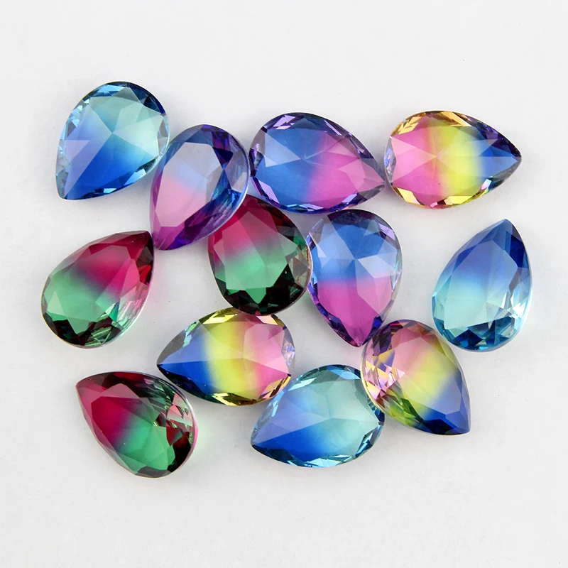 18*25mm teardrop Tourmaline rhinestone pointback pear fancystone multicolor color beads for jewelry decoration | Дом и сад