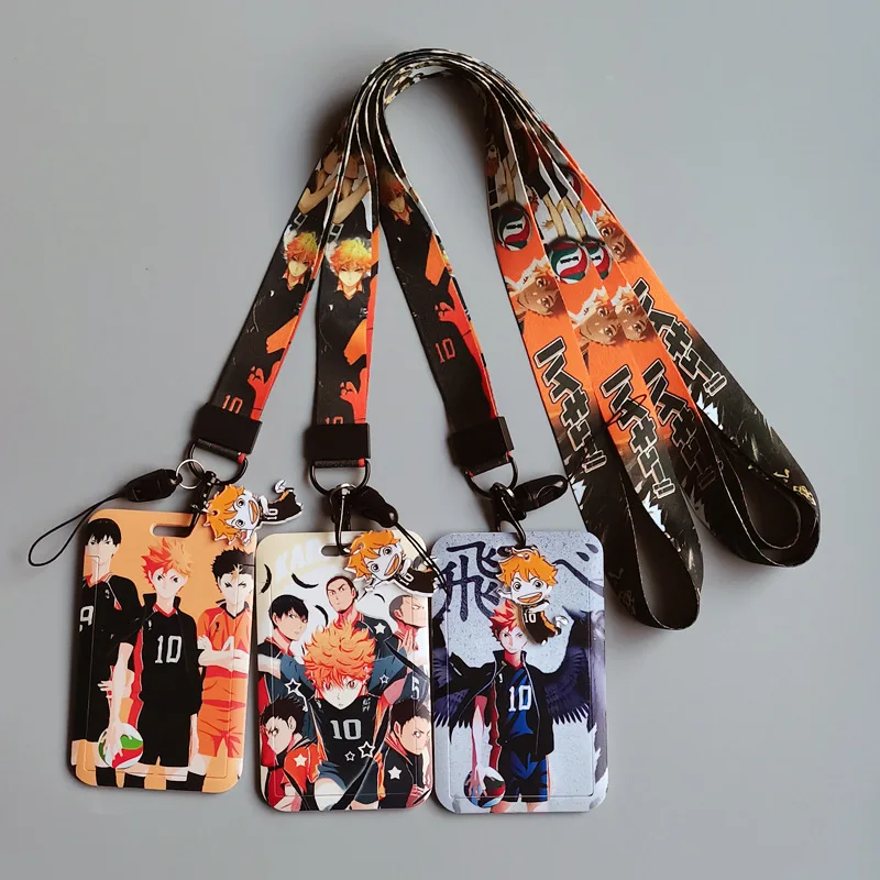 

1 Pcs New Japan Anime Haikyuu!! Card Cases Lanyard for Bus Credit Bank Card ID Keys Badge Holder Keychain Neck Strap Figure Toys