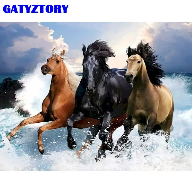 GATYZTORY Набор для рисования по номерам детей уникальный подарок лошадь животное