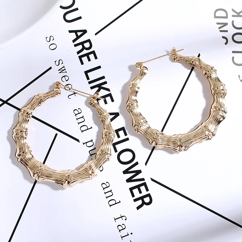 Полые серьги в виде больших кругов европейские преувеличенные геометрические