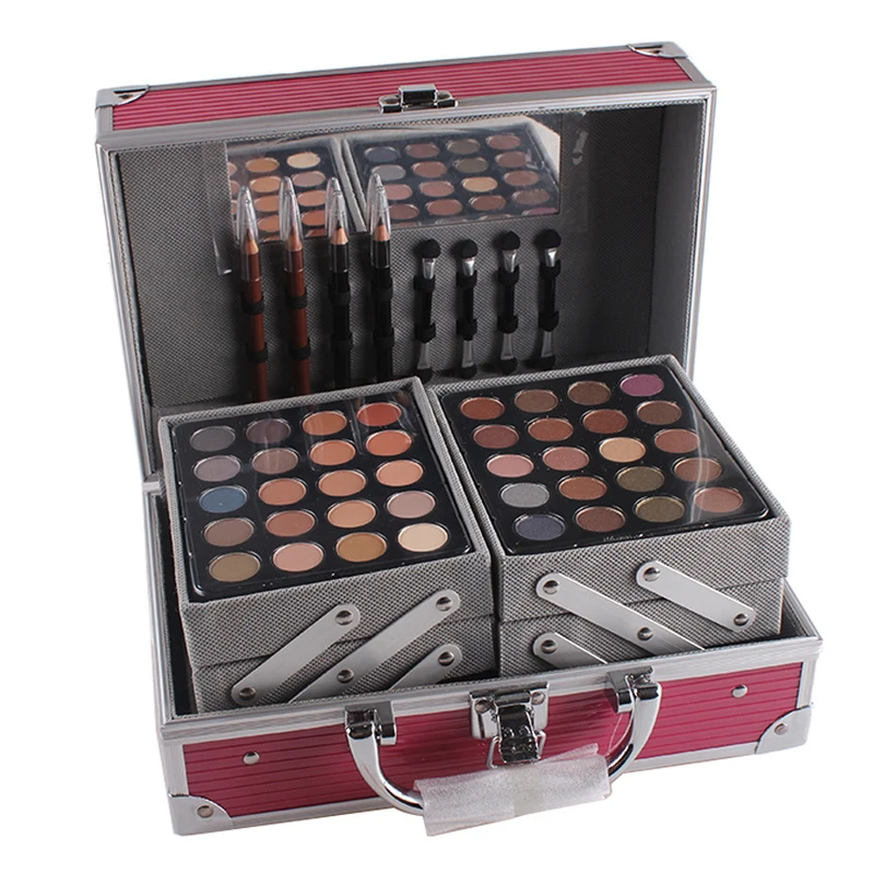 

Professional Makeup Set Matte Pearlescent Eye Shadow Gift Box For Makeup Artist Color Palette Brushes Eyebrow Pen 3 Layer TSLM1
