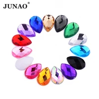 junao 13x18mm 1825mm colorful flatback teardrop rhinestones acrylic non hot fix crystal stones non sewing beads for clothes
