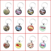 customized diy peace sign pattern photo keychain metal crystal glass pendant keychain ornaments keep the good times keychain