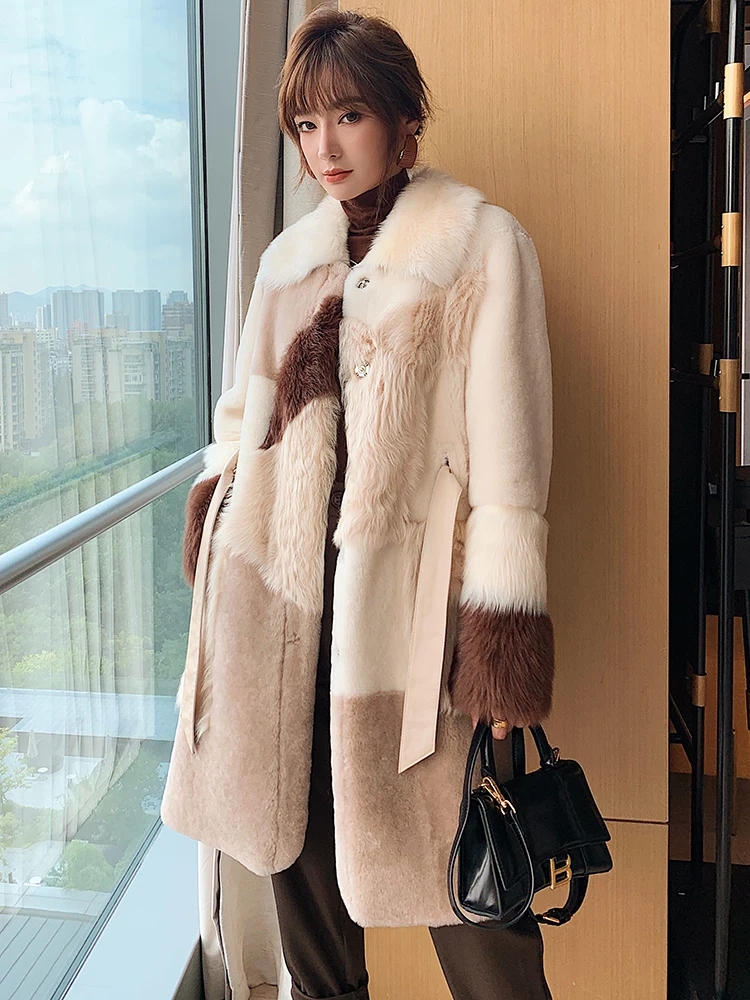 

Winter 2020 new fur one-piece coat women's middle long Korean loose Lamb Fur