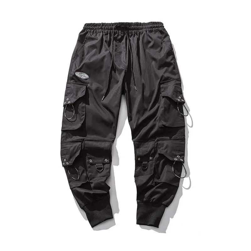 

HOUZHOU Black Cargo Pants Men Joggers Hip Hop Techwear Pants Hippie Cargo Trousers for Men Streetwear Plus Size Pockets Oversize