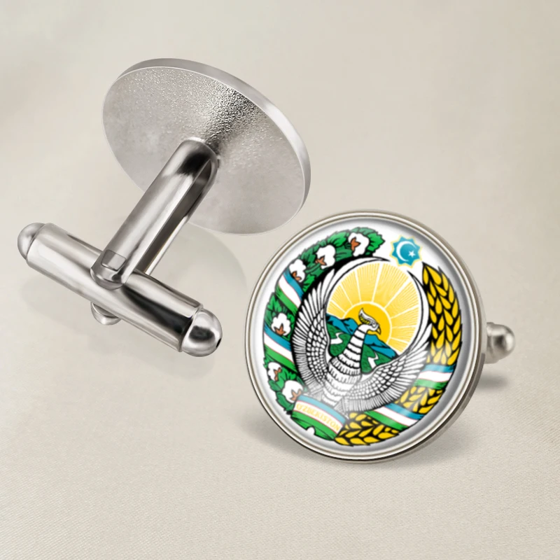 Запонки герб Узбекистана флаг государственная эмблема | Украшения и аксессуары