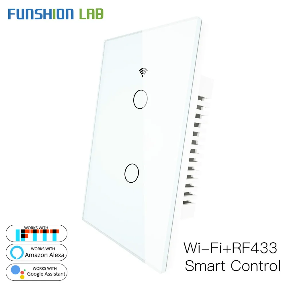 WiFi умный настенный выключатель света RF 433 МГц Беспроводная стеклянная панель Smart