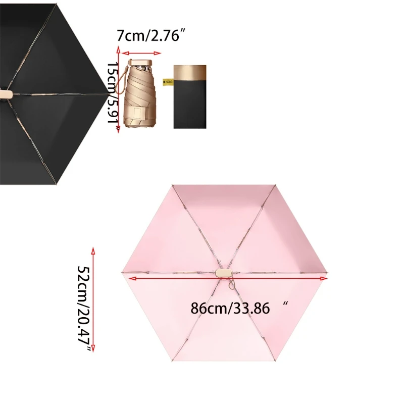 Маленький складной зонтик с 6 ребрами для путешествий портативный легкий от