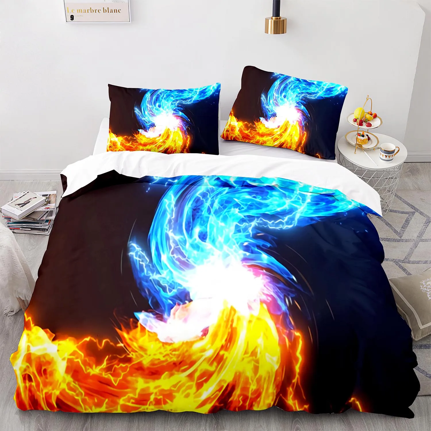 

Colorful Flame Bedding Set Single Twin Full Queen King Size Ice And Fire Blaze Bed Set Kid Kid Bedroom Duvetcover Sets 010