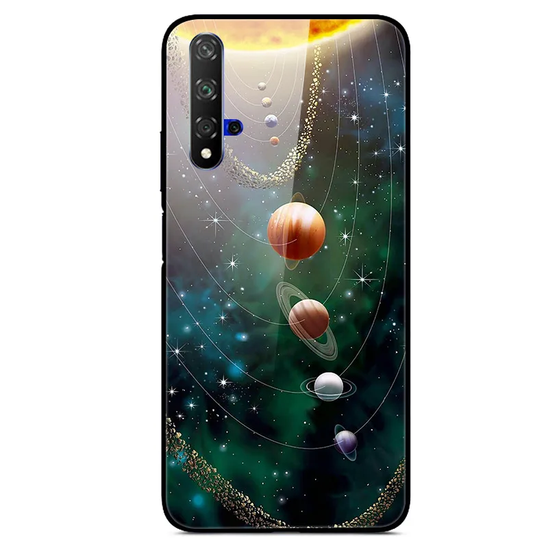 Темно-серый Чехол для huawei Honor 20, Жесткий Чехол из закаленного стекла с принтом, чехол для huawei Honor 20 Pro Lite Honor20 YAL-L21Cover Fundas - Цвет: Темно-серый