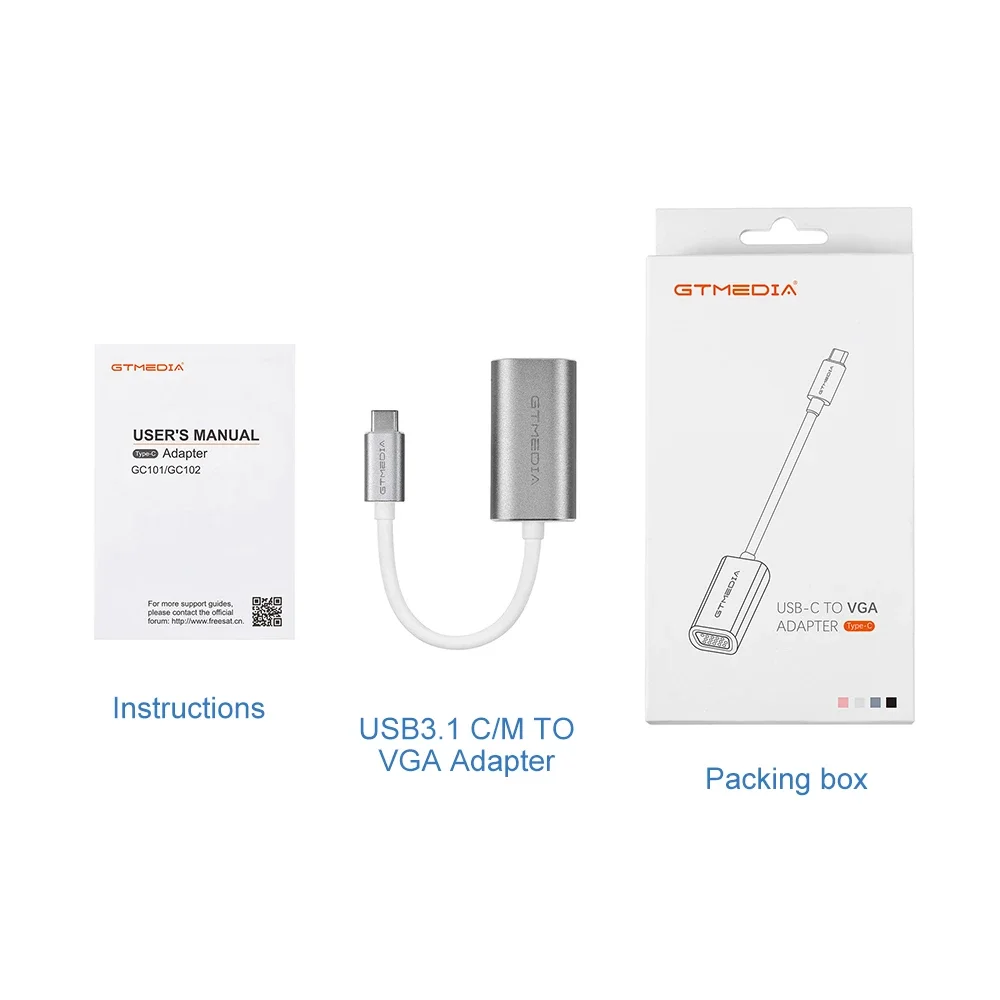 

GTMEDIA USB C to VGA Adapter Type C to VGA Adapter for MacBook Pro Macbook iPad Pro WindowsXP/7/8/10/ Vista/Linux/Mobile Phone