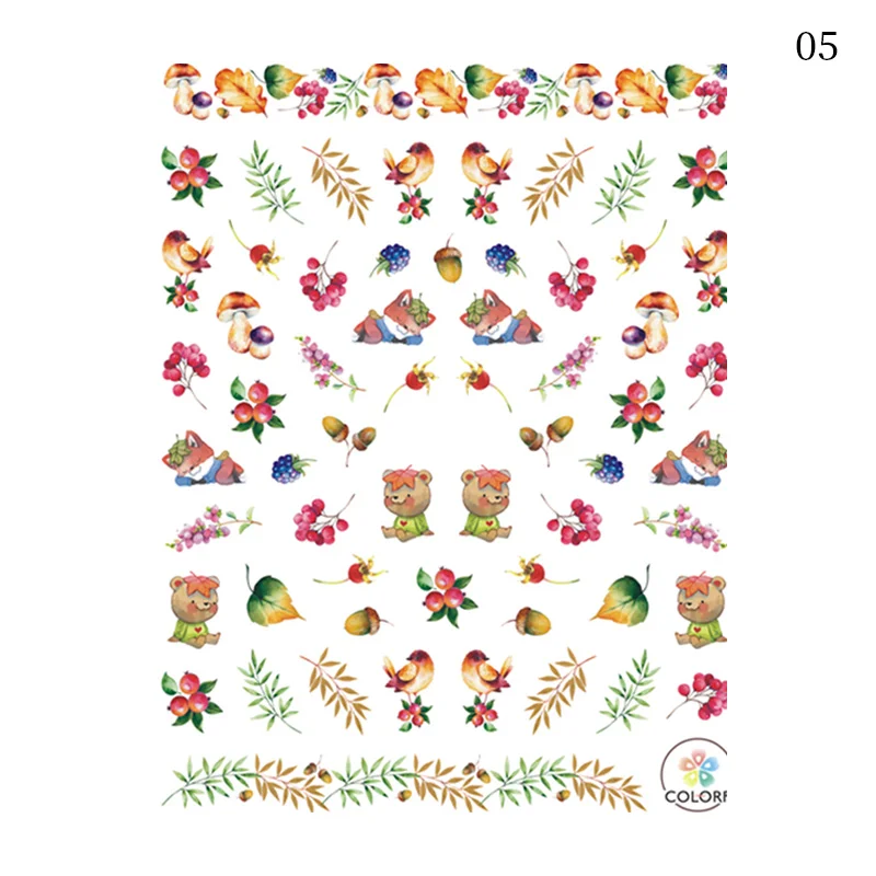 1 лист осенняя Тема переводная наклейка для ногтей кленовые листья 3D наклейки s