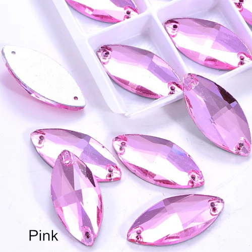 Pink Многие Цвета лошадиный глаз пришить стразы маркиза, головастой формы лист с украшением в виде кристаллов Стекло пришить стразы свадебное платье Y1651 - Цвет: Pink
