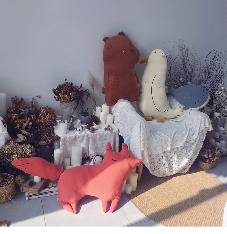 Плюшевая набивная подушка в форме Кита/лисы/медведя/птицы мягкая Подушка для