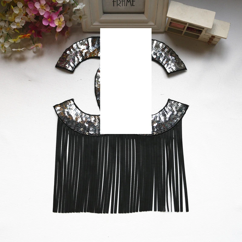 Для пришивания на одежду блестки двойная C-образная аппликация C &amp с кисточками