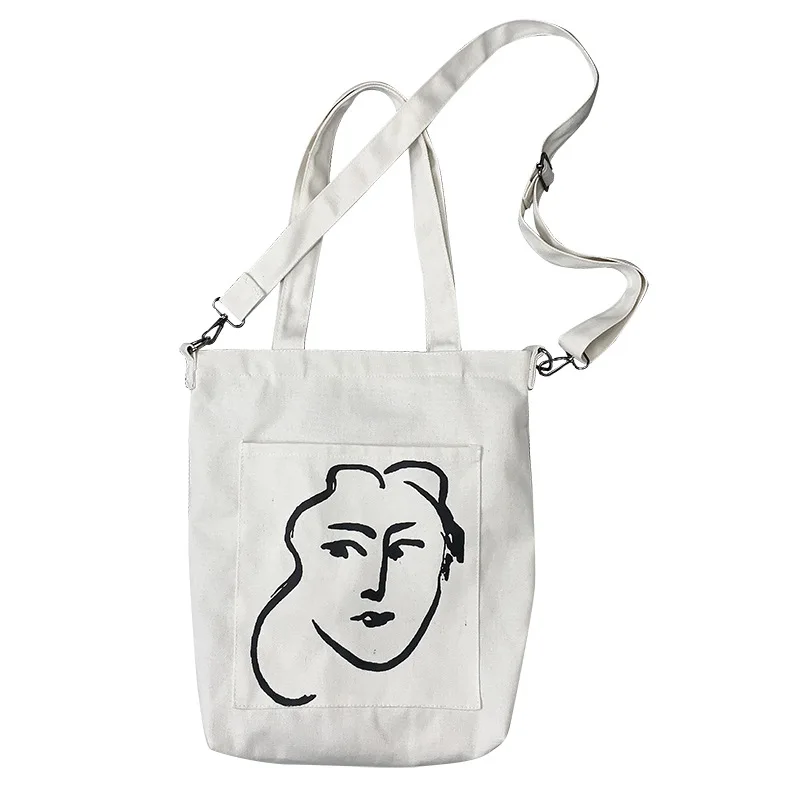 

painting Shopping Bag Large Ladies Canvas Shoulder Bags Tote Shopper Eco Reusable Bag Cotton Cloth Handbag for Women 2020 Beach