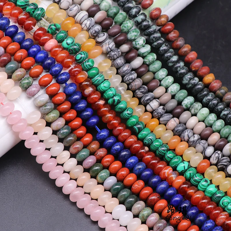 

5x8mm Multicolor Abacus Beads Natural Stone Spacer Beads For Needlework DIY Charms Woman Bracelet Necklace Ear Stud 15'' Strand
