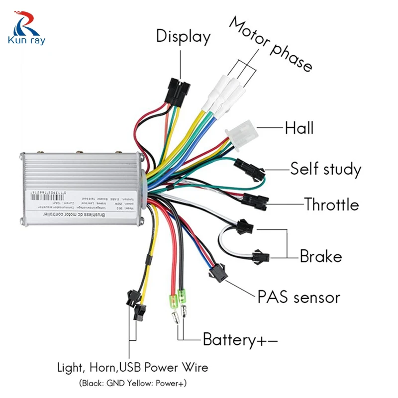 Контроллер электровелосипеда KUNRAY 48 в ЖК дисплей для 24 36 В 350 Вт контроллер