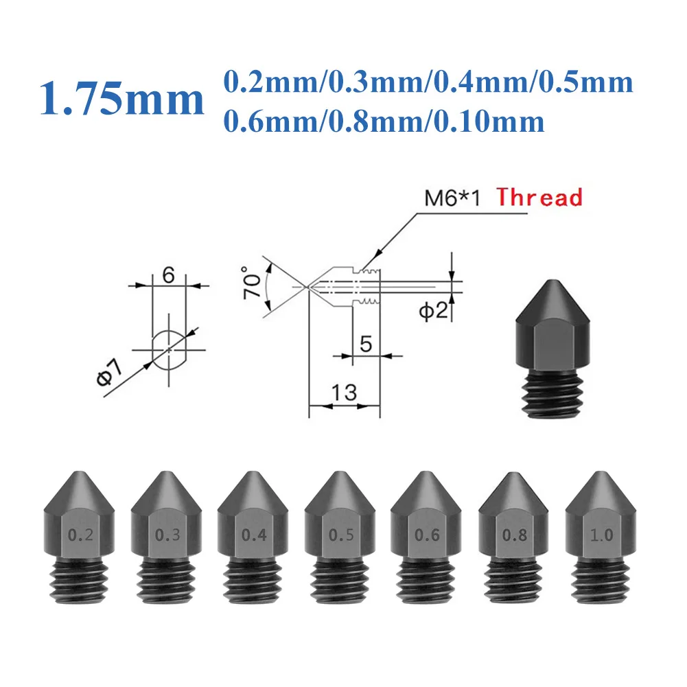 

MK8 Nozzle Head Extruder 0.2/0.3/0.4/0.5/0.6/0.8/0.10mm For 1.75mm Creality CR-10 Ender 3 Nozzle MK8 Makebot 3D Printer