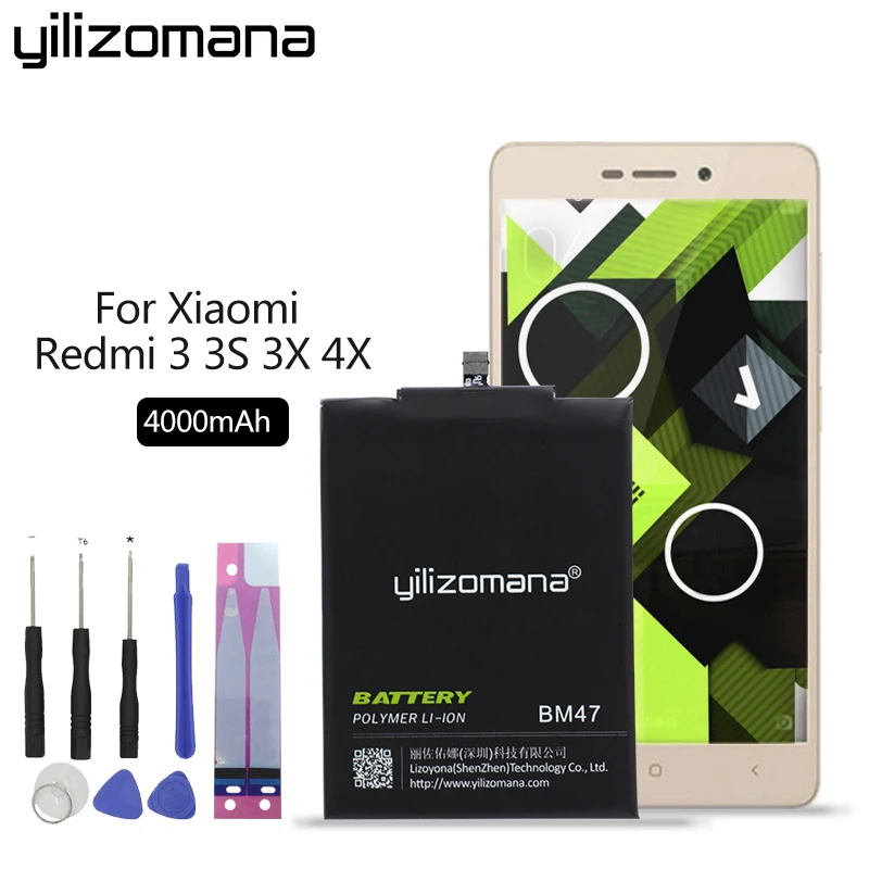 Аккумулятор YILIZOMANA BM47 для телефона Xiaomi Redmi 3 3S 3X 4X Pro 4000 мАч Высококачественная