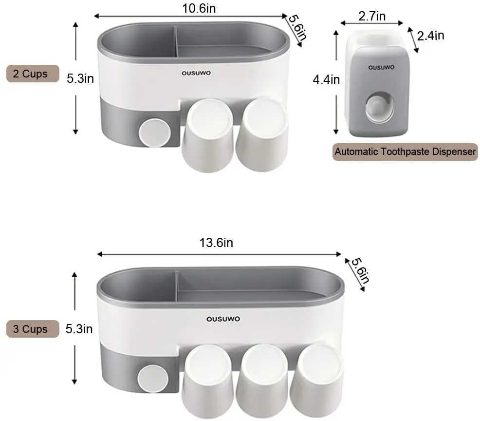 

TuCao Toothbrush Holder Wall Mounted with Automatic Toothpaste Dispenser, Perfect for Bathroom Organizer