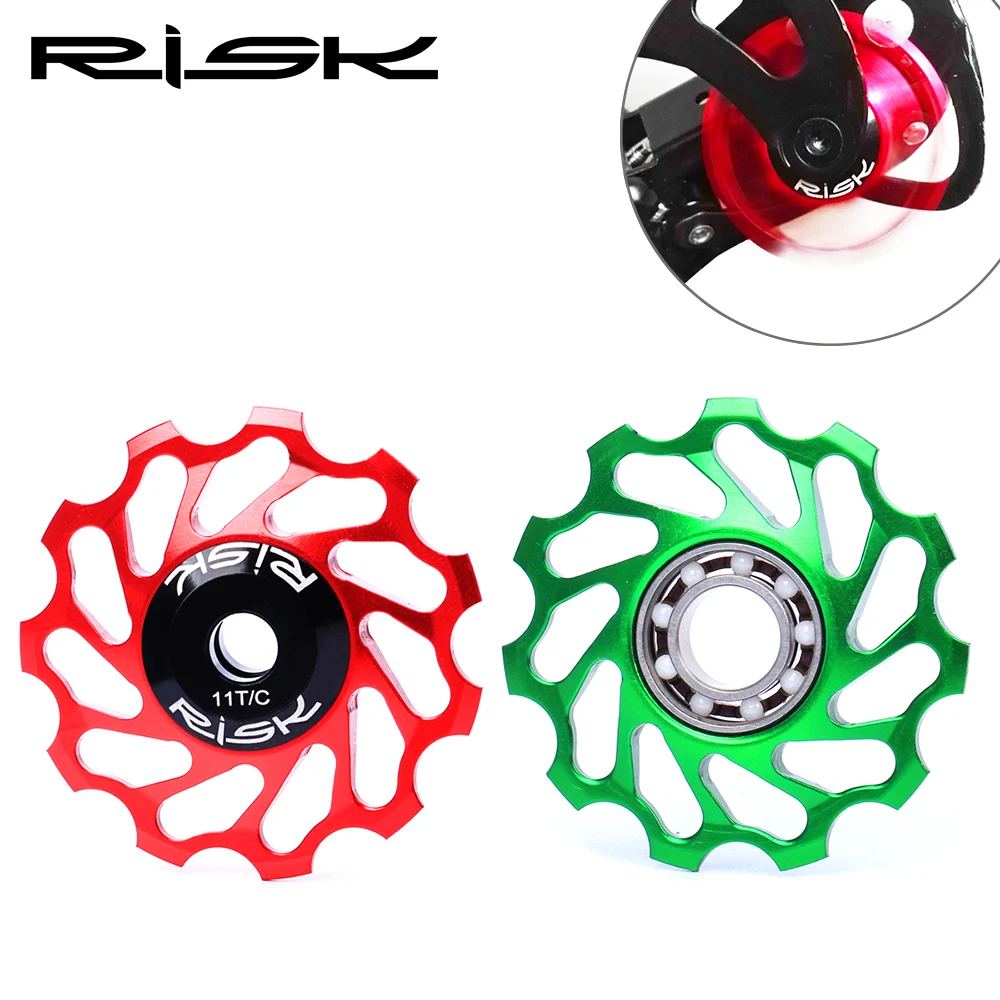 

RISK 11T Ceramic Rear Derailleur Jockey Wheel,Aluminum Alloy CNC Bearing Pulley Bike Guide Roller Idler 4/5/6mm,Cycling Parts