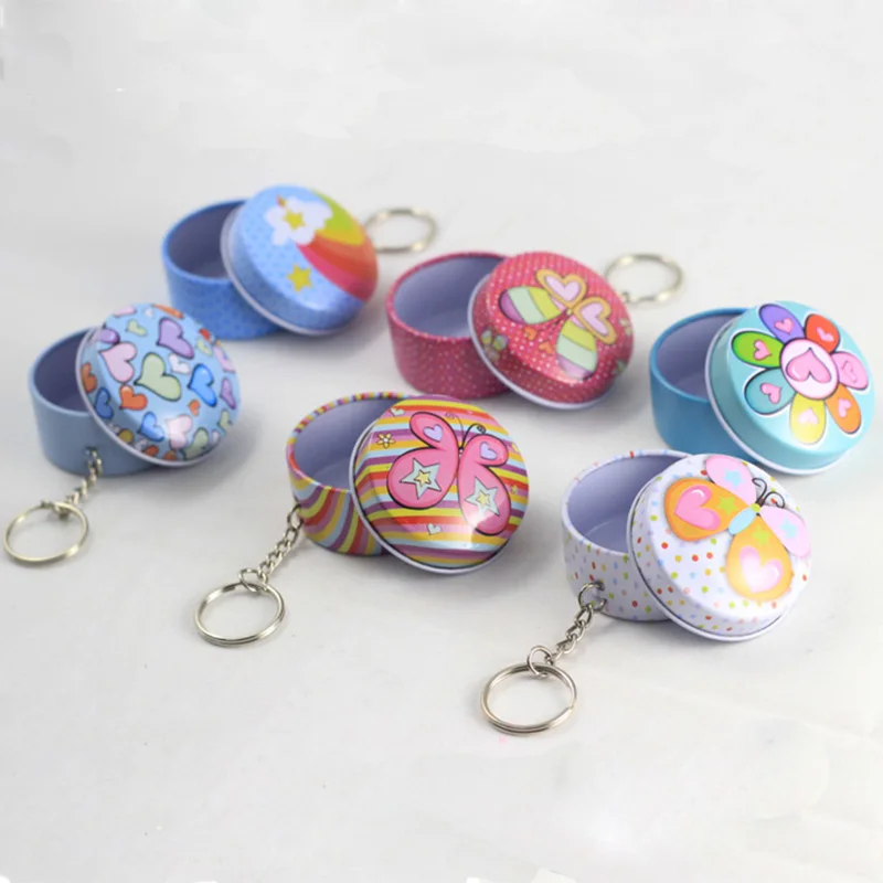 Новинка 1200 шт. милый круглый железный оловянный ящик для хранения безделушка