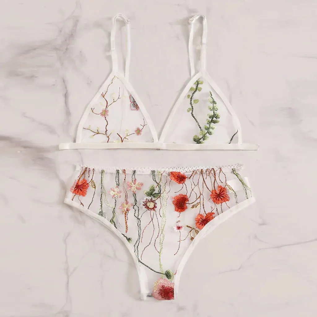 

Женское Прозрачное нижнее белье с цветочной вышивкой