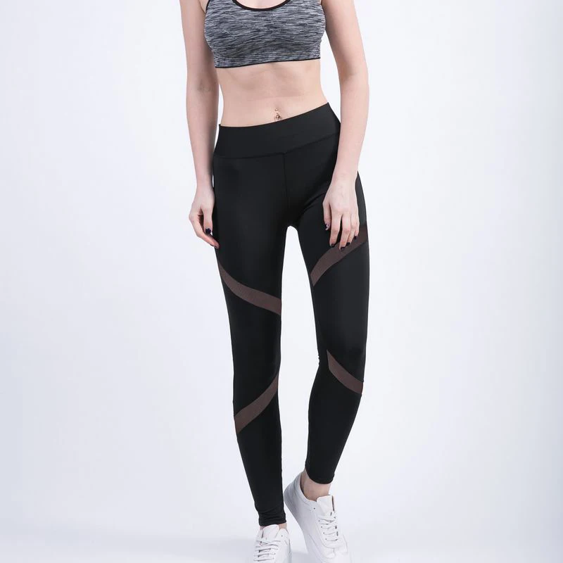 CHRLEISURE Patchwork Leggings Women Fitness Gothic Mesh Stitching Gym Pants Woman Sexy Breathable Elastic | Женская одежда