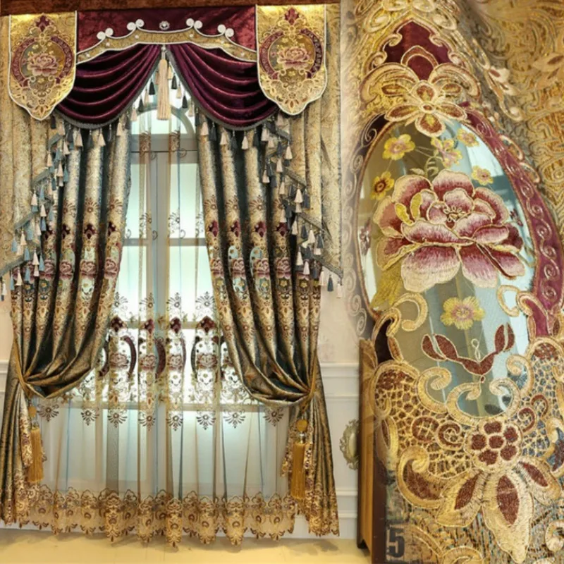 Высококлассное европейское платье с золотистым водонепроницаемая кожаная Шторы s для Гостиная Спальня Подзор