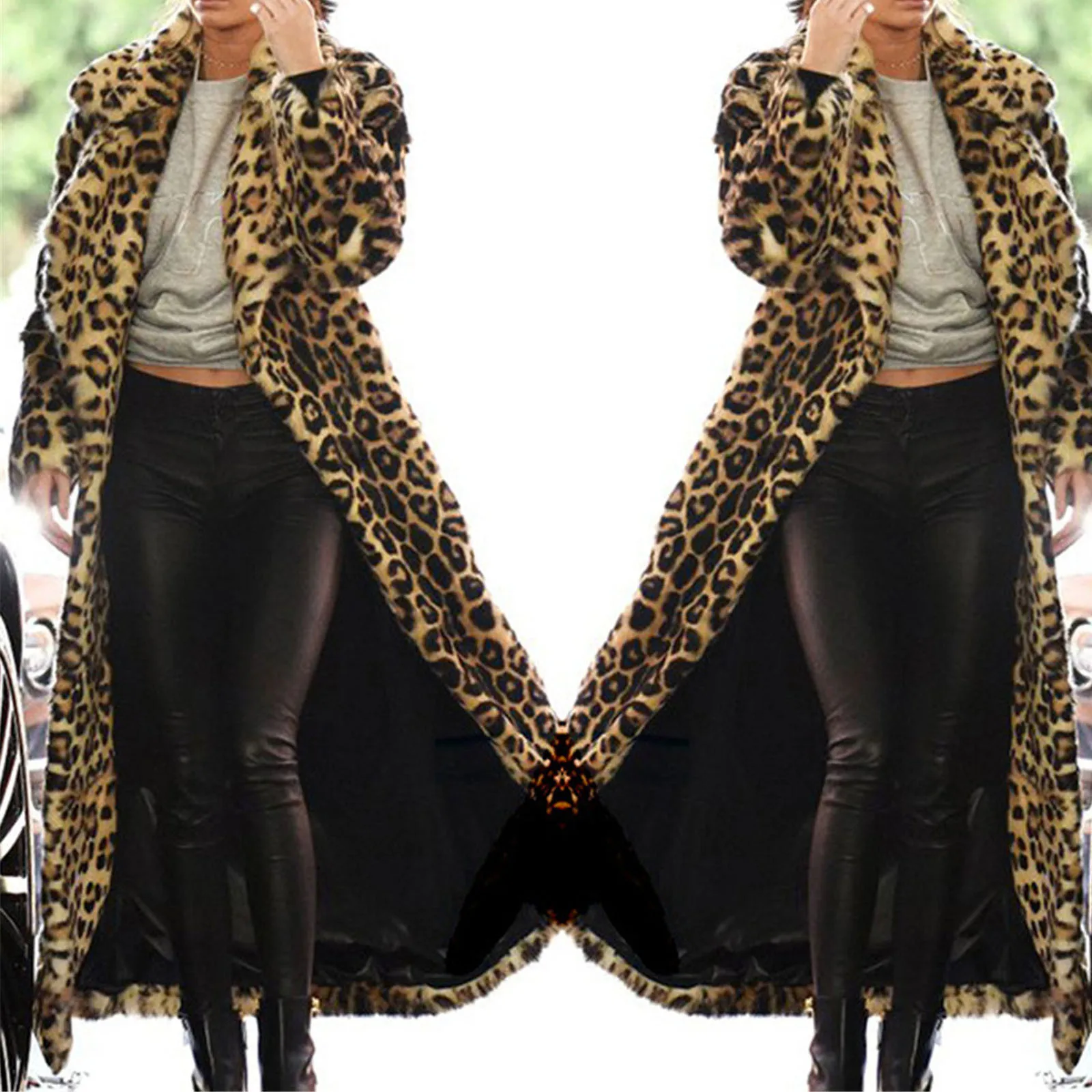 

Women's Long Trench Coat Ultra-long To Ankles Look Thin And Tall Faux Coat Jacket Female Outwear Fashion Windbreaker Winter