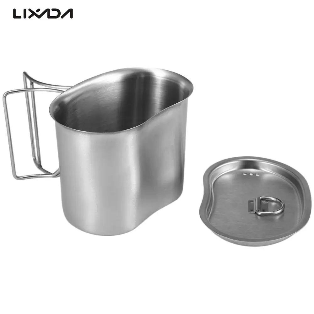 Портативная Военная столовая из нержавеющей стали складные ручки 1 л чашка для