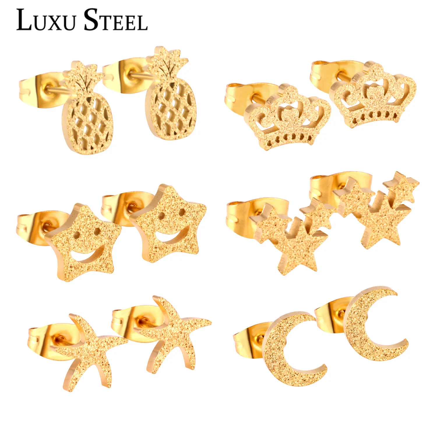 : LUXUSTEEL золото/серебро Цвет серьги с гладкой поверхностью модные комплекты не