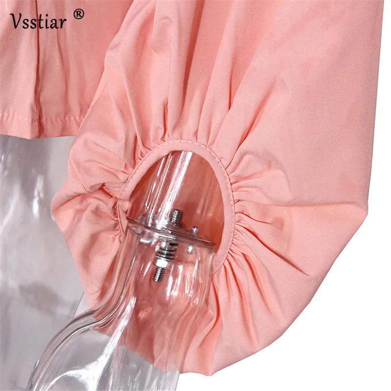 

Vsstiar Casual Lantern Sleeve Blouse Women Pink Office Loose Tops Bow Plus Size Ladies Shirts