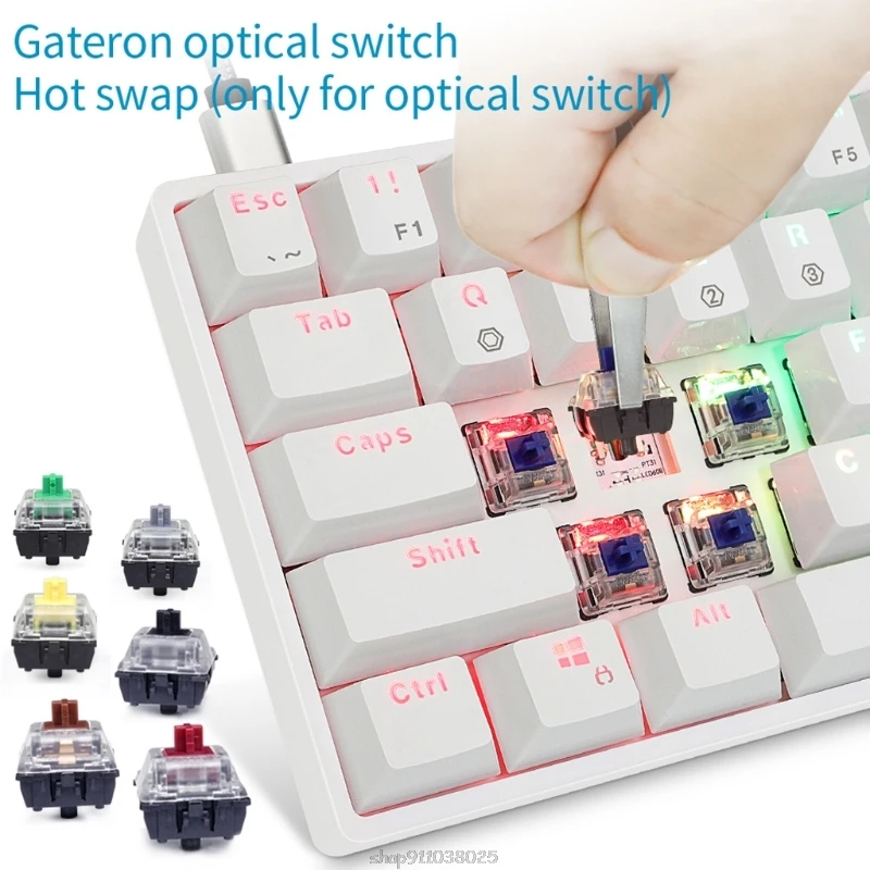 GK61 SK61 61 клавиша механическая клавиатура USB проводной светодиодный подсветкой ось