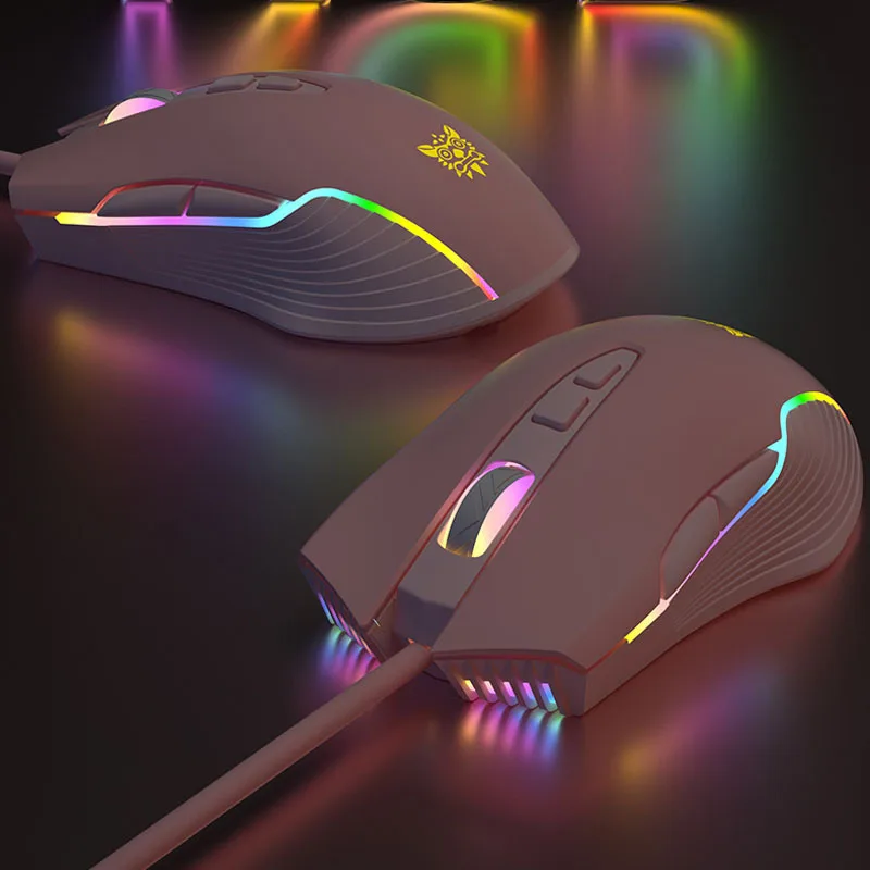 

New product Onikuma cw905 pink girl gaming mouse wired mechanical game dedicated RGB computer mouse 6-speed DPI