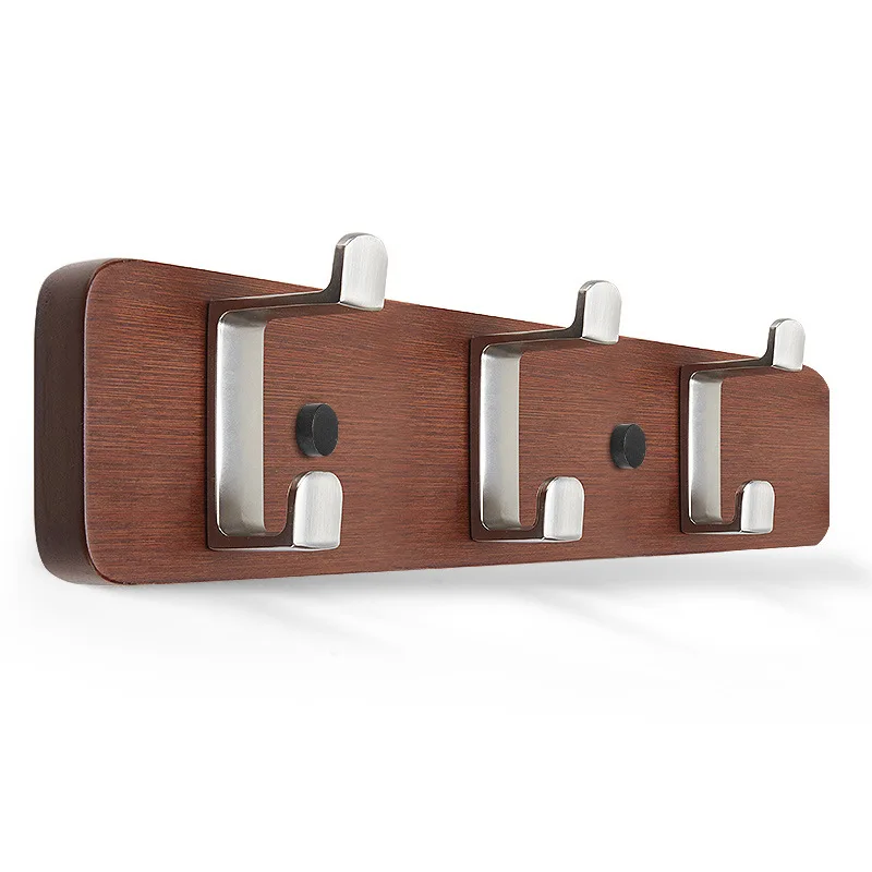 Креативный сплав двойные крючки бамбуковые настенные вешалки для одежды в