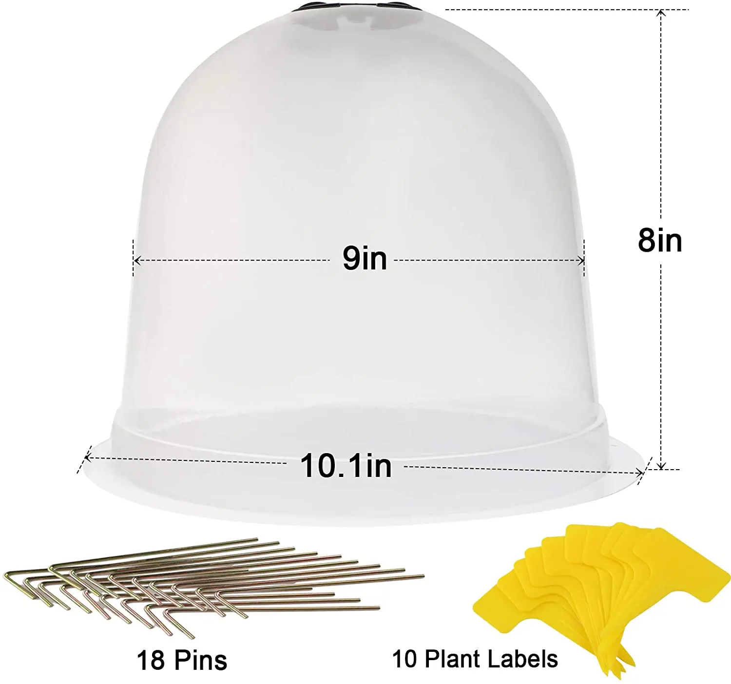 

6 Packs 8 Inches Garden Cloche Dome Plant Bell Protector Cover With 10 Pcs Plant Labels And 18 Pcs Ground Securing Pegs