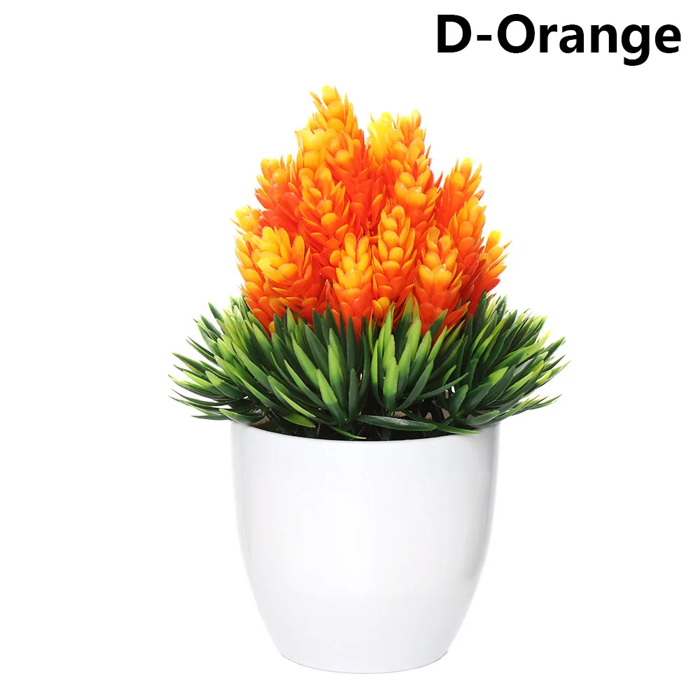 D-Orange 1 комплект искусственный пластиковый бонсай заменитель пены в горшке реалистичные растения Настольный орнамент топиарная сосновая дерево украшение для дома ремесла - Цвет: D-Orange