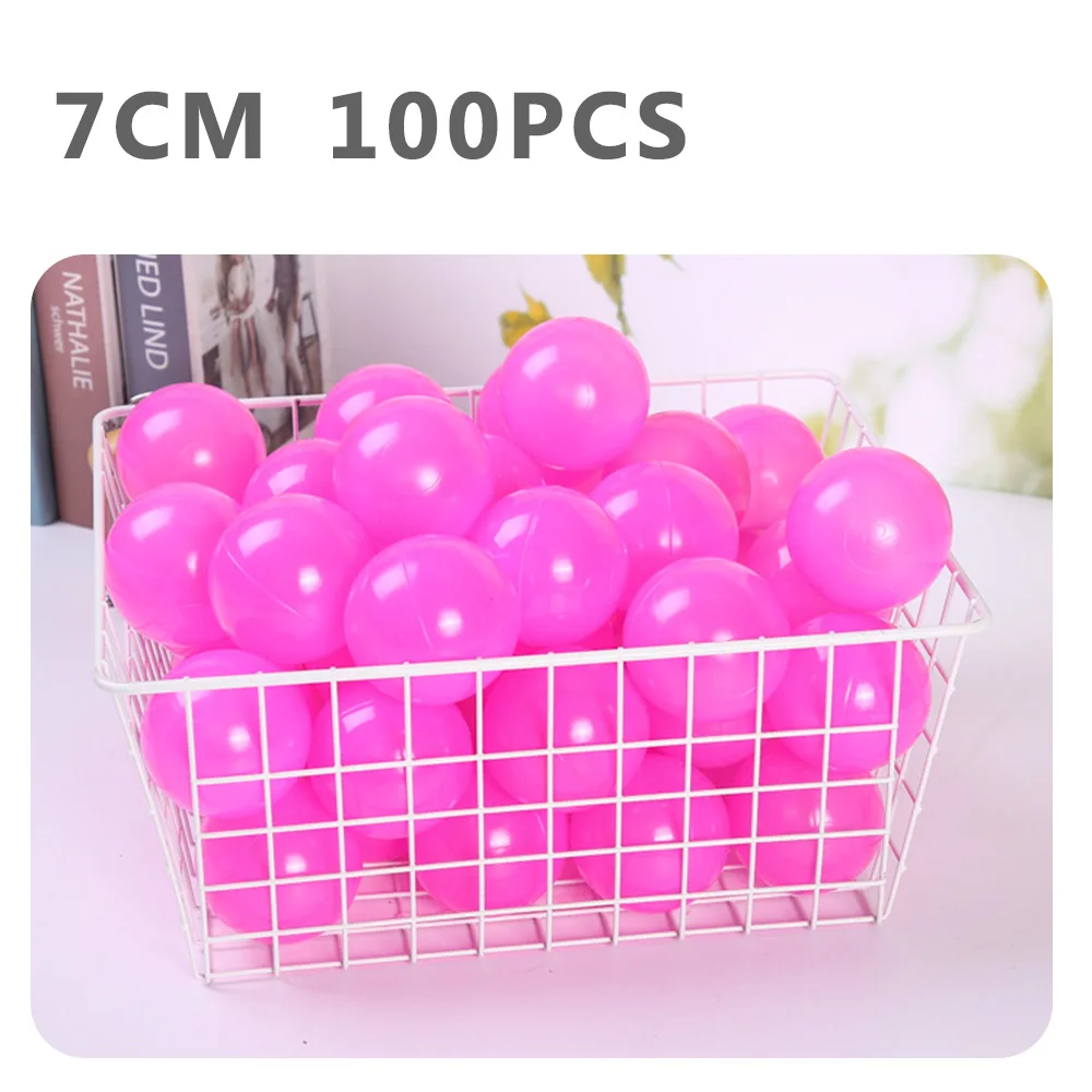 WJ3709PINK Экологичный красочный мяч, мягкий пластиковый морской шар, прозрачные игрушки для купания, мяч для снятия стресса, детские игрушки для улицы, 100 шт., 7 см - Цвет: WJ3709PINK
