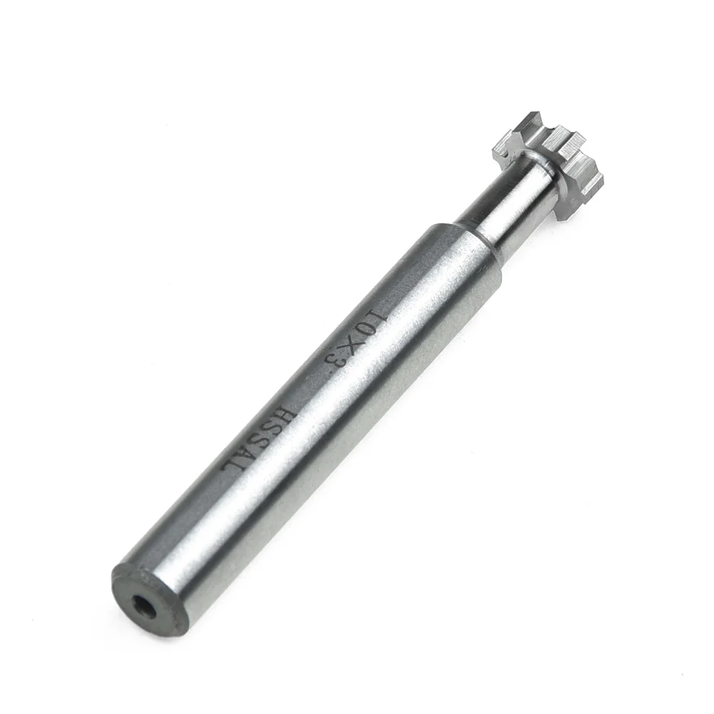 

T Slot Keyseat Milling Cutter Steel End Mill 3mm Slot 6 Flute HSS Cutter Silver