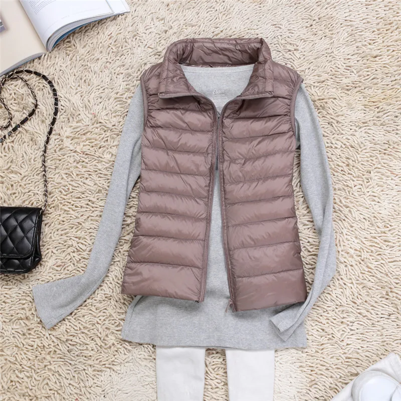 Женский ультра-светильник осенне-зимний жилет без рукавов на утином пуху
