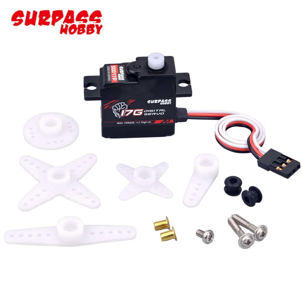 

Surpass Hobby S0017P 25T 17g 1.8KG 4.8-6.0V Plastic Gear Digital Servo For RC Fixed-Wing Airplane Robot Car Boat Truck Off-road