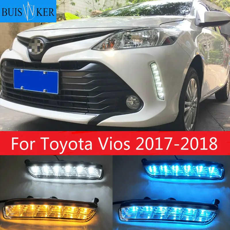 

Turn signal Running Yellow Car Special LED Daytime Running Lights DRL 12V LED Daylight for Toyota Vios 2017-2018 Car Accessories