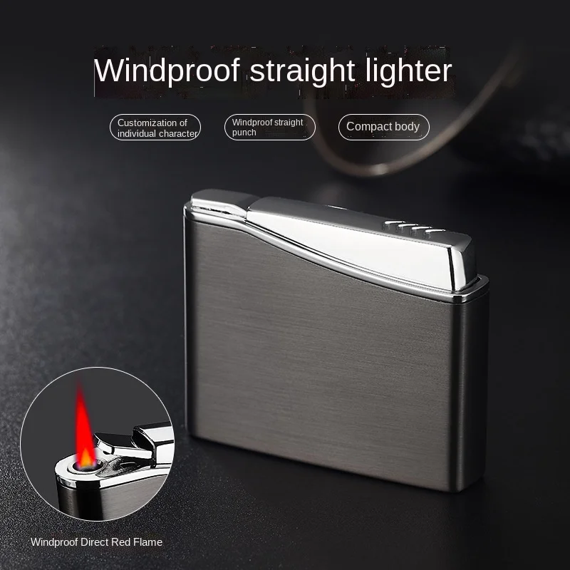 

Windproof Lighter Push-type Ignition Red Flame Inflatable Lighter Smoking Accessories Lighter