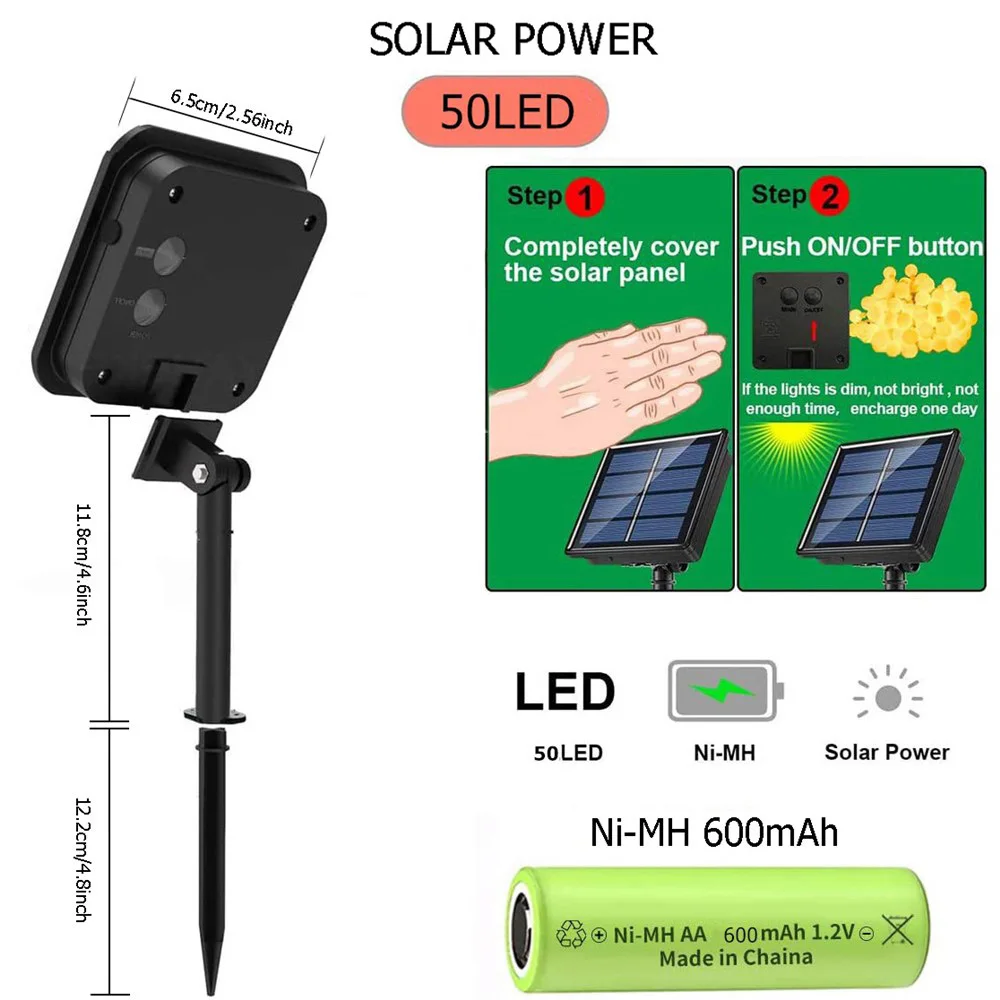 Рождественские огни Солнечный Шар гирляндой Водонепроницаемый освещение внутри