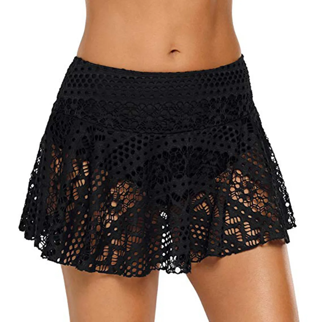 

Women's swim trunks Women's Lace Crochet Skirted Bikini Bottom Swimsuit Short Skort Swim Skirt Summer Beach Bathing Suits#3