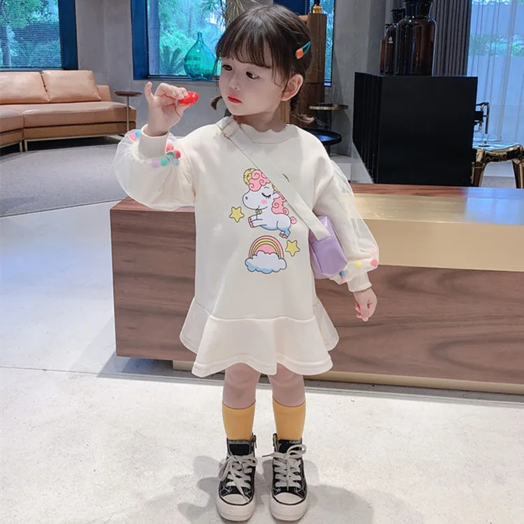 

2021 Ins Fashion New Girls Dresses Long Sleeve Children Clothing Girls Dresses